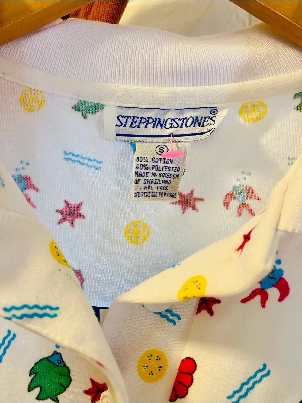Sleeveless Vintage 90s Sea Creatures Steppingstones Polo Top